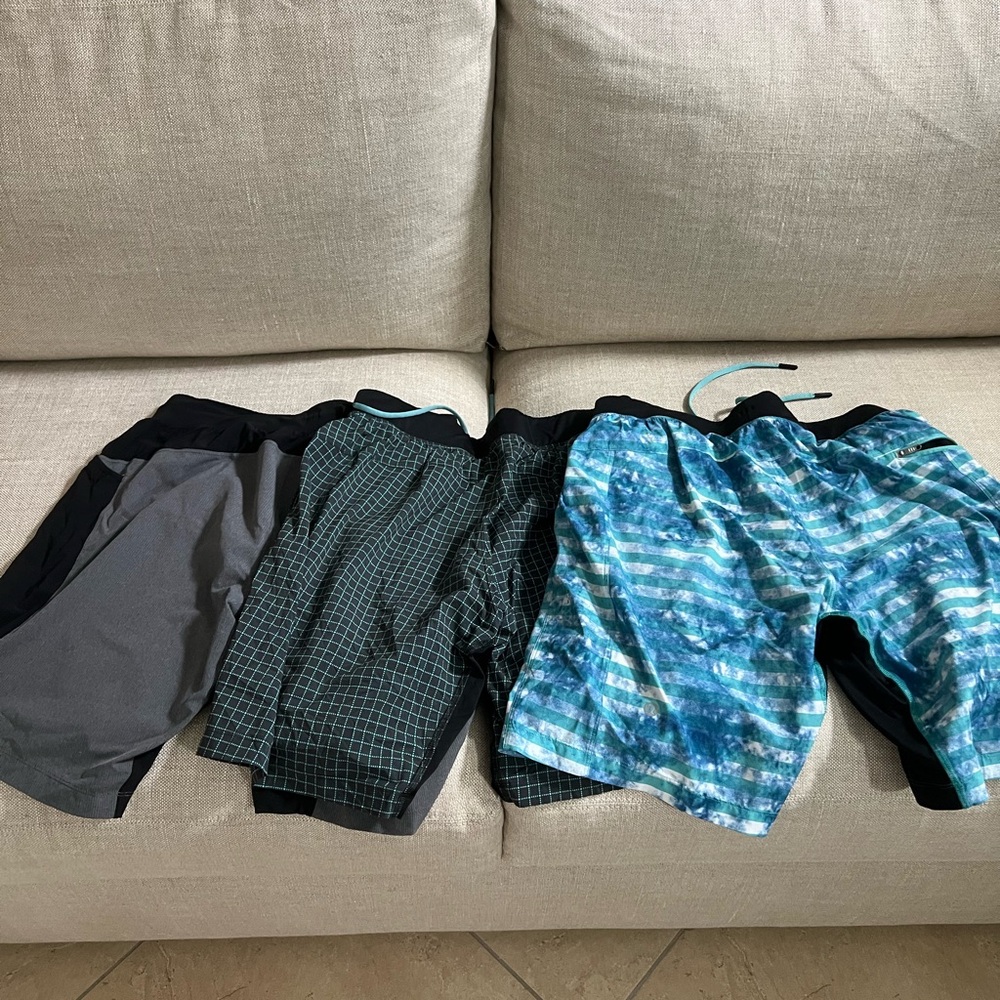 Set of 3 Men's Lululemon Shorts in Various Patterns Size Medium